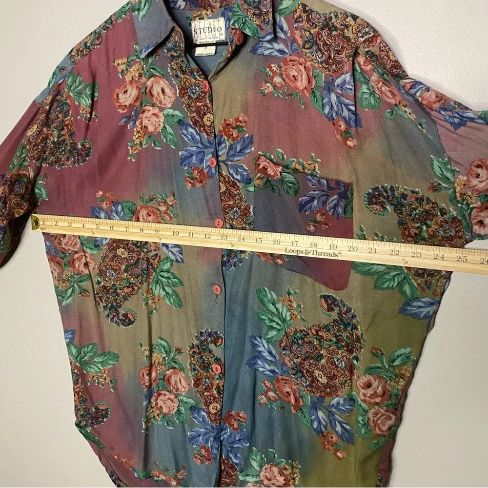 Vintage Floral Blouse size small At Last Studio boho 90s y2k feminine warm tones - Picture 5 of 8